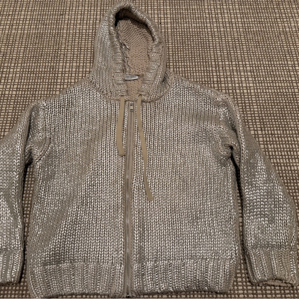Zara Metallic Zip Cardigan Sweater